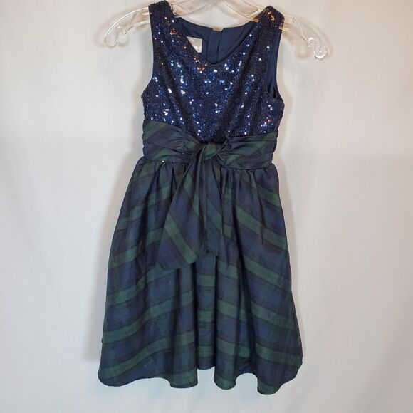 Pippa & Julie Girls Size 8 Blue Green Christmas Holiday Layered Party Dress - Picture 1 of 10